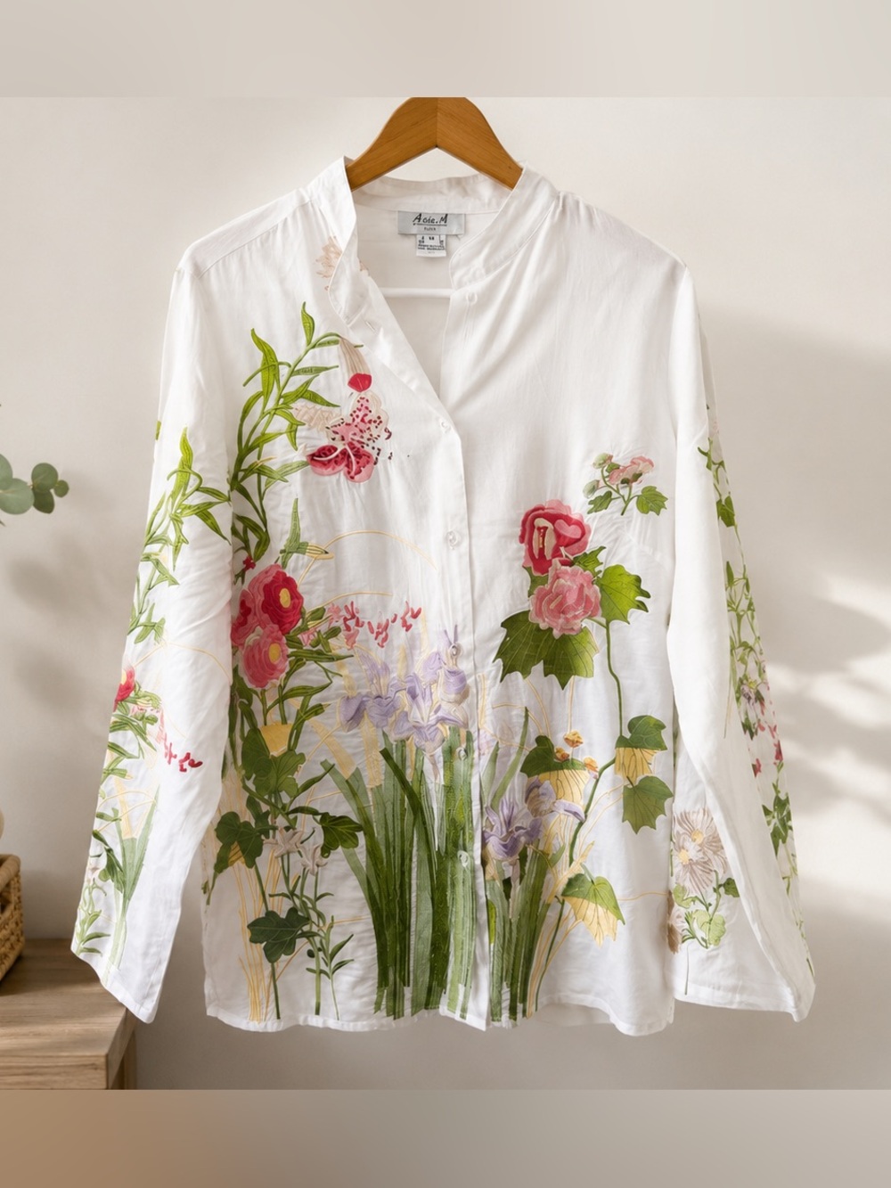 Ania.A Floral Embroidered Sheer Cottagecore Blouse Medium